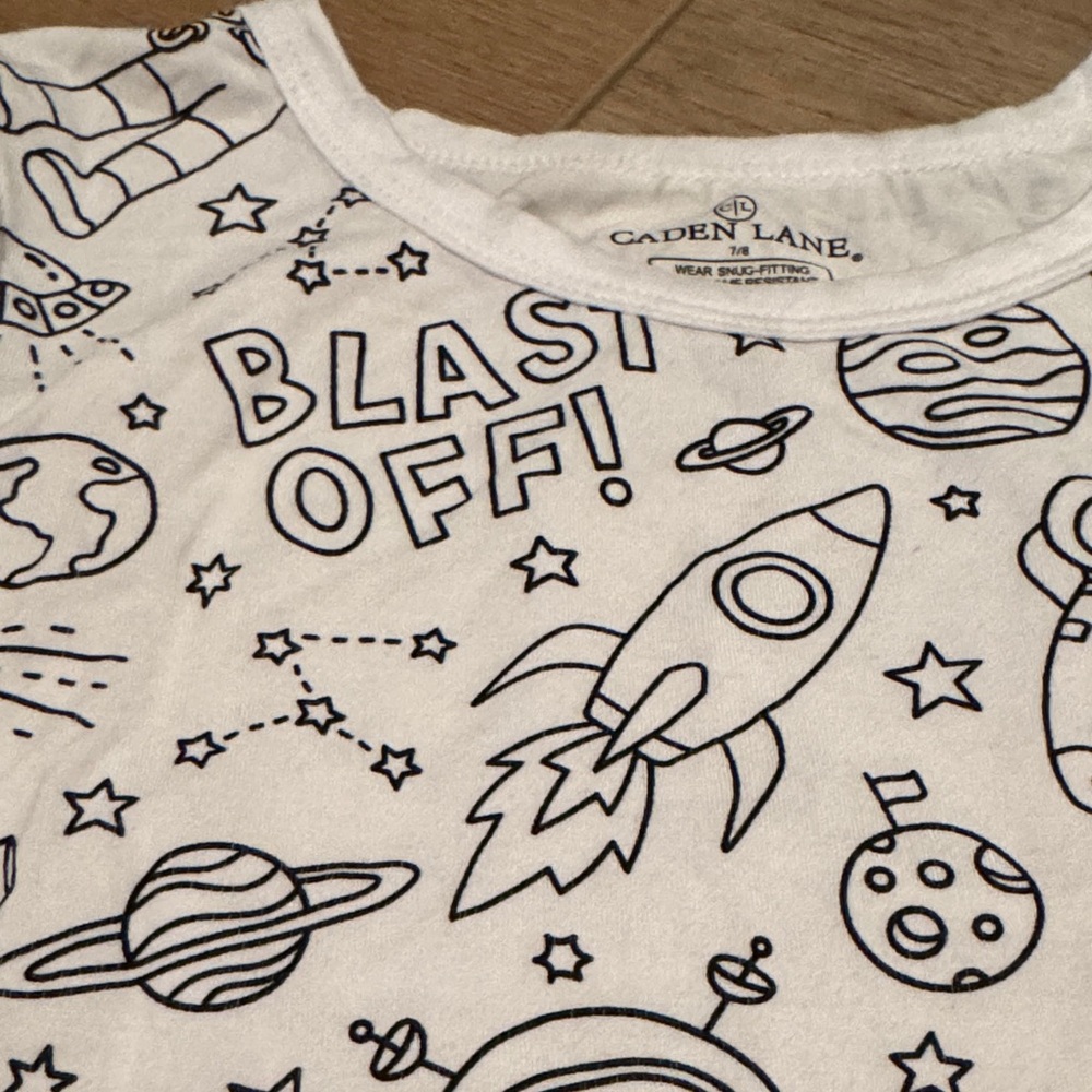Caden Lane Blast Off Pajama Set with Fabric Markers - Picture 3 of 4